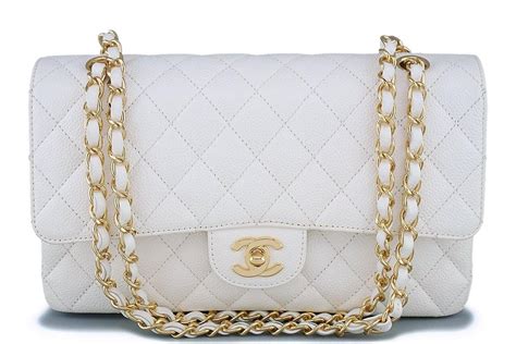 chanel classic white flap bag|chanel classic flap shoulder bag.